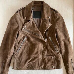 AllSaints Suede Leather Biker Jacket